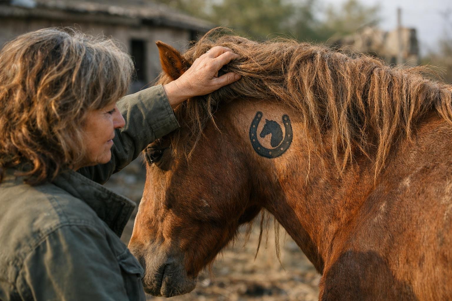 Acaricia al mismo caballo abandonado cada mañana — hasta que descubre el tatuaje bajo su crin