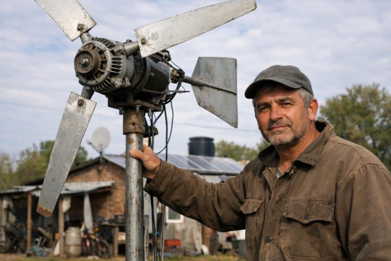 Cansado de los cortes fabrica su propia turbina con piezas recicladas — y alimenta su casa